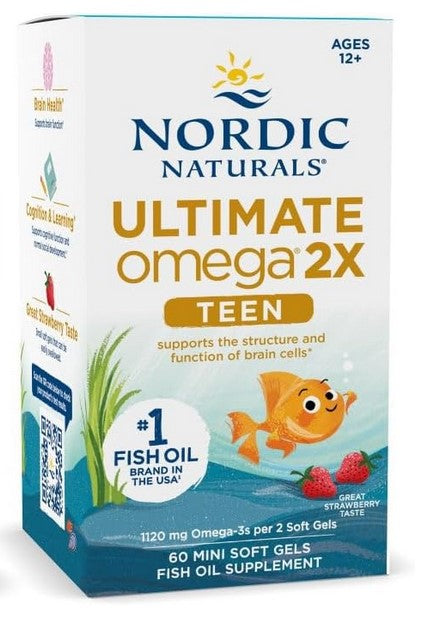 Nordic Naturals Ultimate Omega 2X Fish Oil TEEN, Strawberry - 60 m