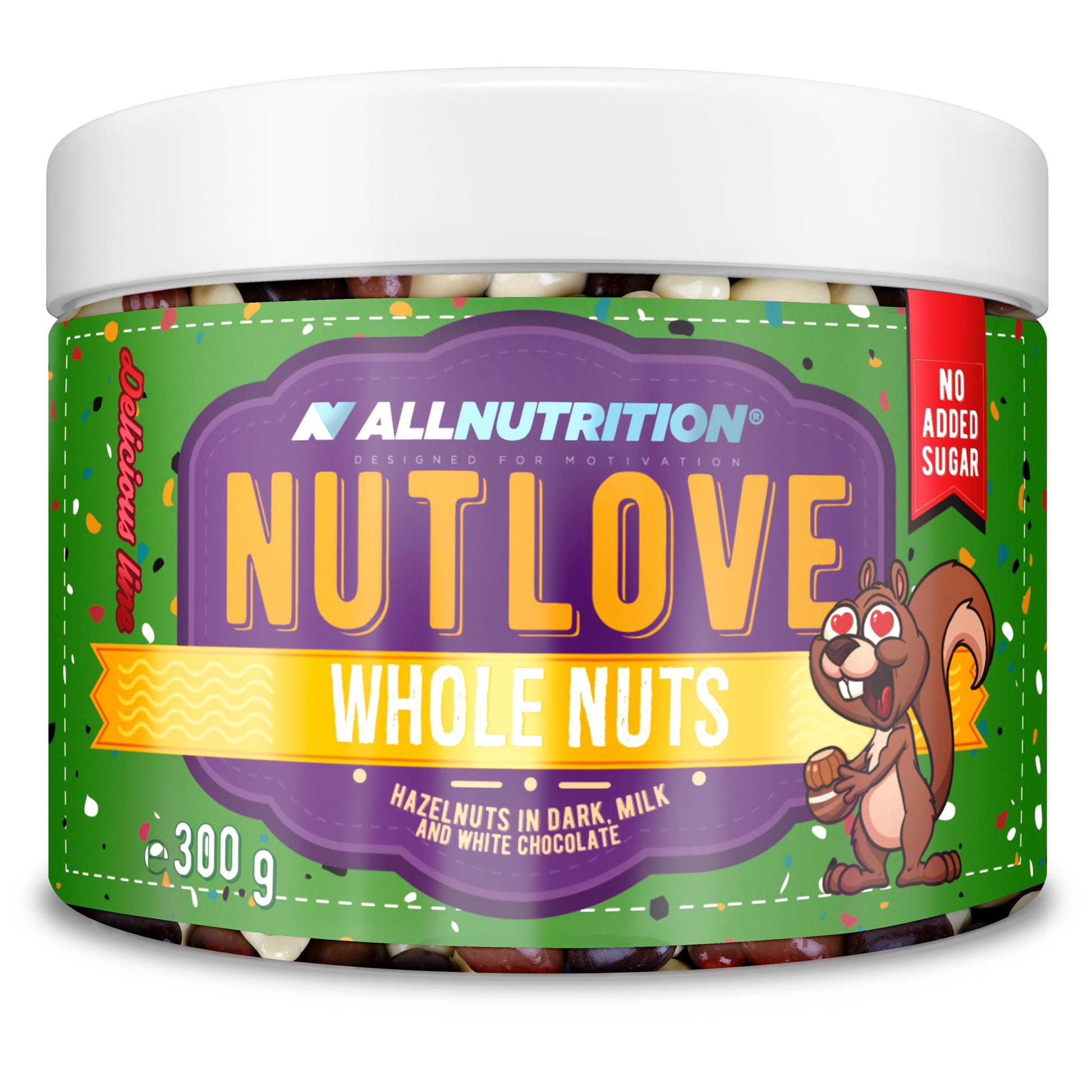 Allnutrition Nutlove Whole Nuts, Hazelnuts in Dark Milk and White