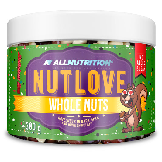 Allnutrition Nutlove Whole Nuts, Hazelnuts in Dark Milk and White