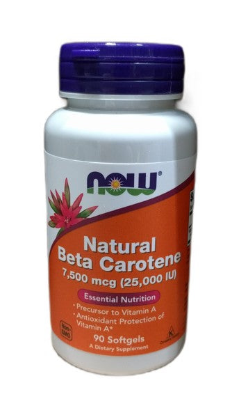 NOW Foods Beta Carotene Natural, 7 500 mcg (25 000 IU) - 90 softge