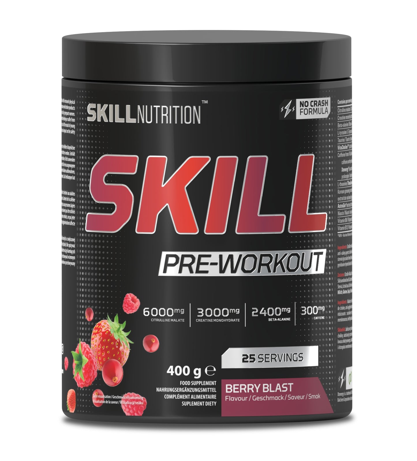 Skill Nutrition Skill Pre-Workout, Berry Blast - 400-412g