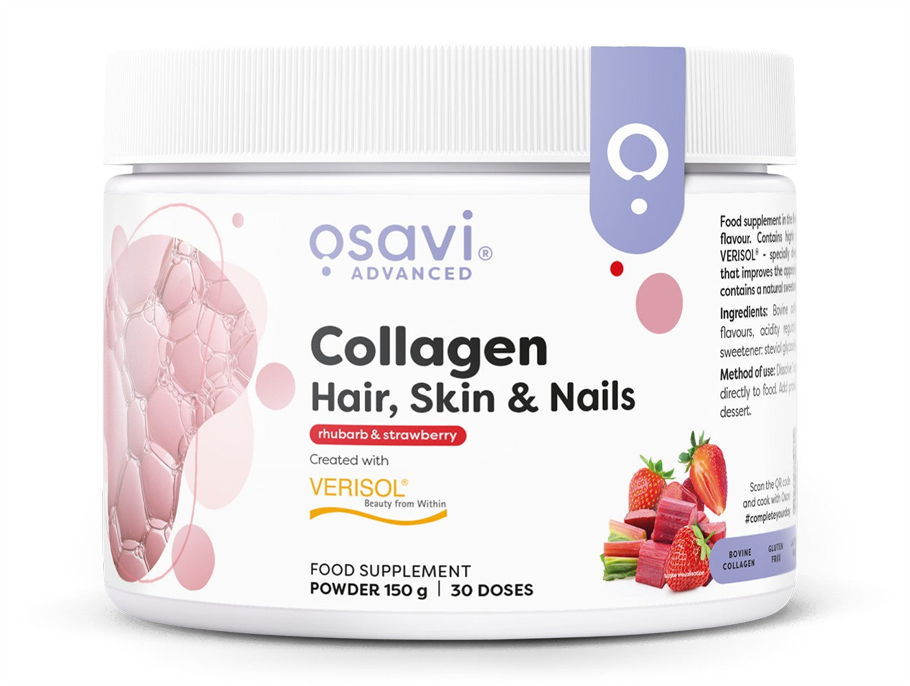 Osavi Collagen Peptides (Hair Skin & Nails), Rhubarb & Strawberry