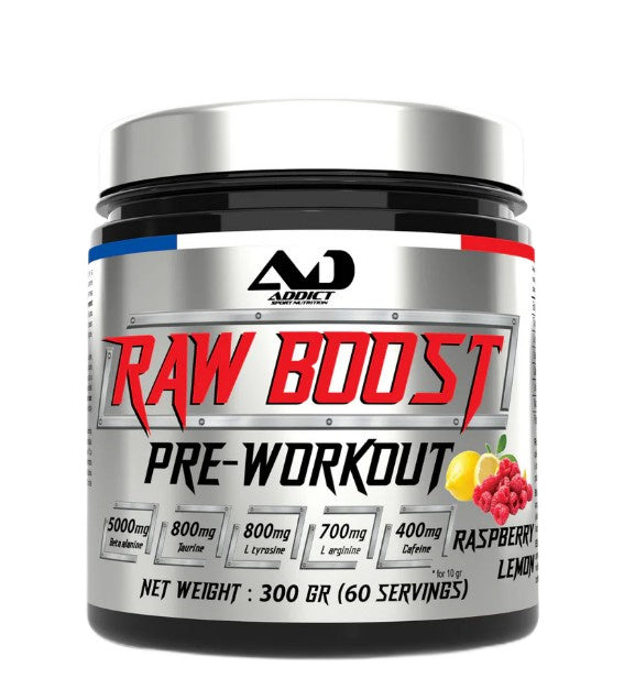 Addict Sport Nutrition Raw Boost Pre-Workout, Raspberry Lemon - 30