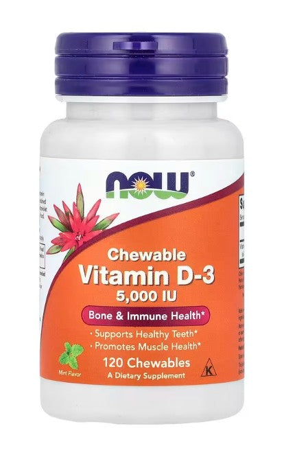 NOW Foods Vitamin D-3, 5000 IU (Chewable) - 120 chewables