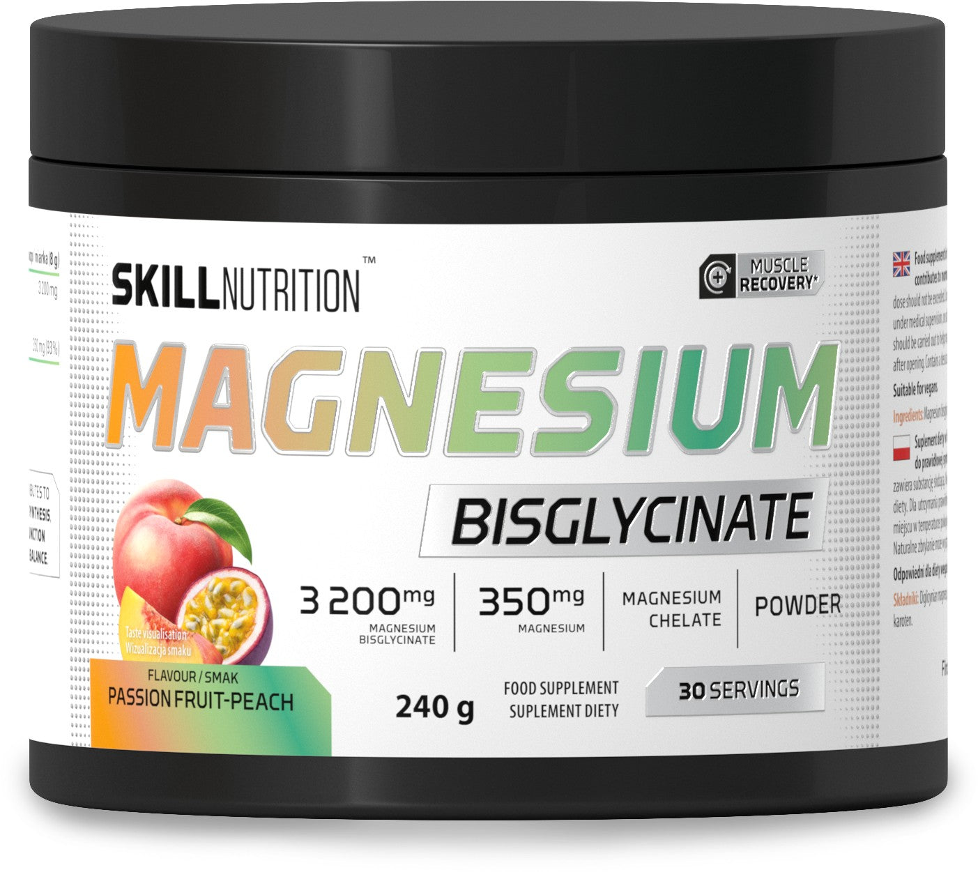 Skill Nutrition Magnesium Bisglycinate Powder, Passion Fruit-Peach
