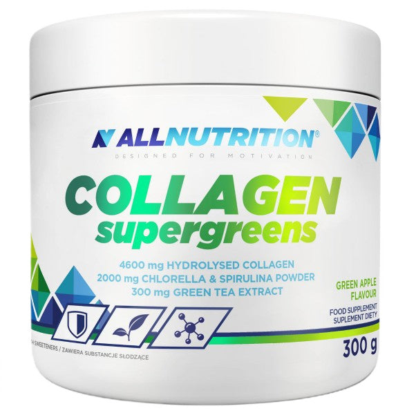 Allnutrition Collagen Supergreens, Green Apple - 300g