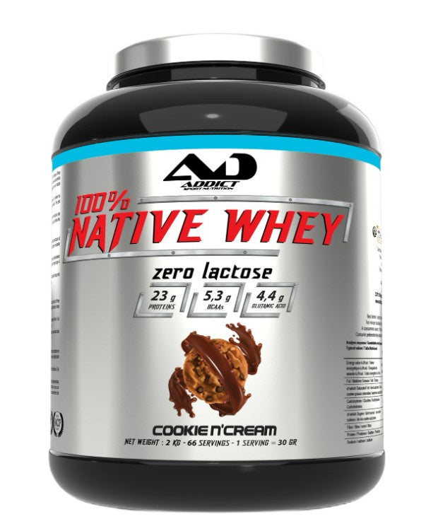 Addict Sport Nutrition 100% Native Whey Zero Lactose, Cookie N'Cre