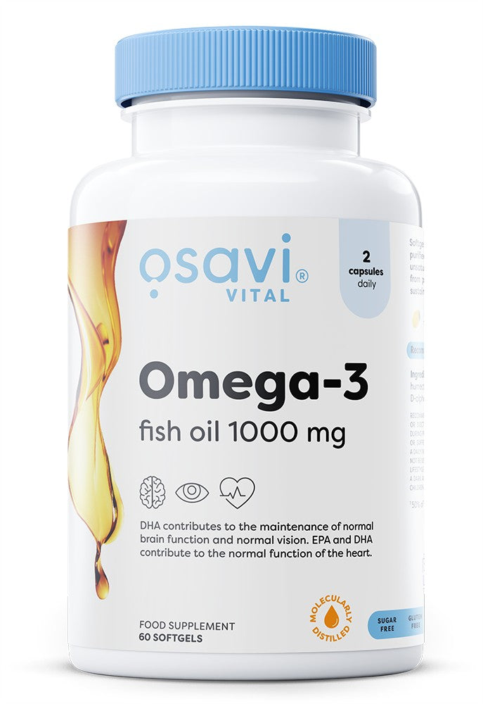 Osavi Omega-3 Fish Oil 1000mg Lemon 60 softgels bottle