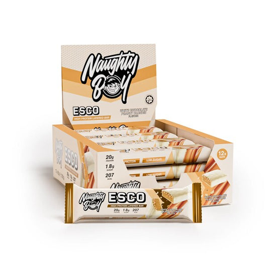 Naughty Boy ESCO Protein Bar, White Chocolate Peanut Blondie - 12