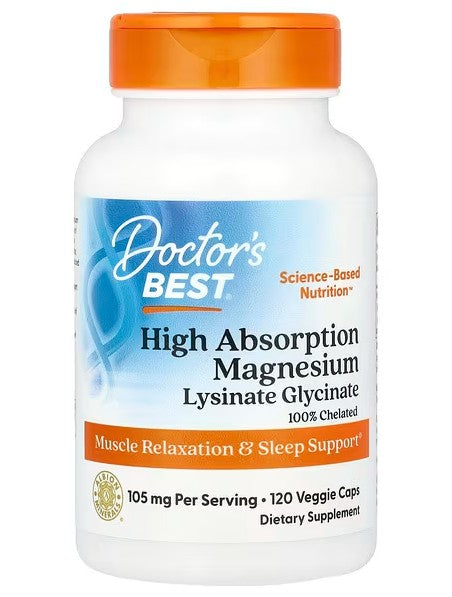 Doctor's Best High Absorption Magnesium, 105mg - 120 vcaps