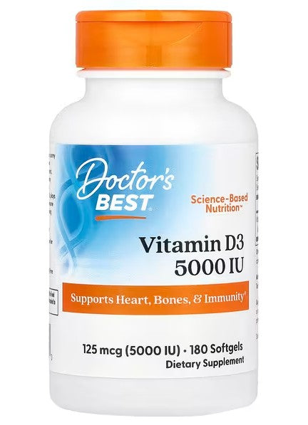Doctor's Best Vitamin D3, 5000 IU - 180 softgels