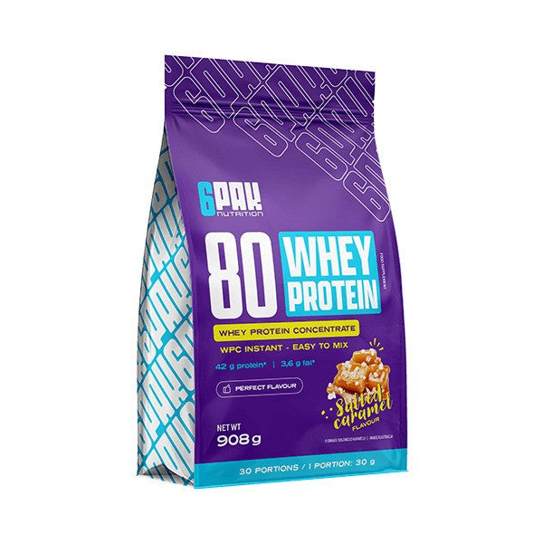 6PAK 80 Whey Protein, Salted Caramel - 908g