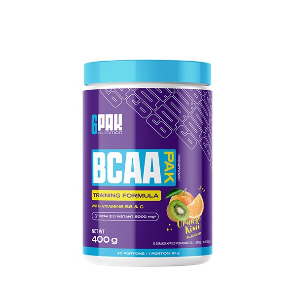 6PAK BCAA Pak, Orange Kiwi - 400g