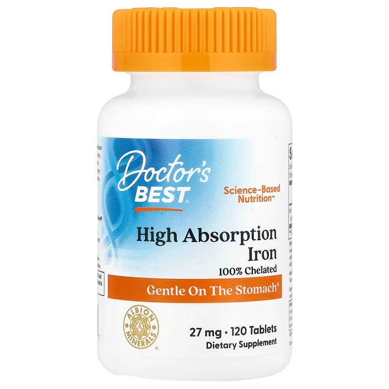 Doctor's Best High Absorption Iron, 27mg - 120 tablets
