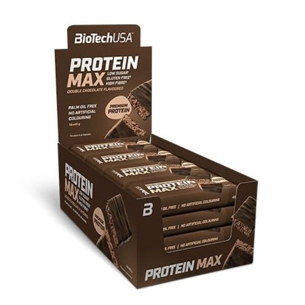 BioTechUSA Protein Max Bar, Double Chocolate - 16 x 45g