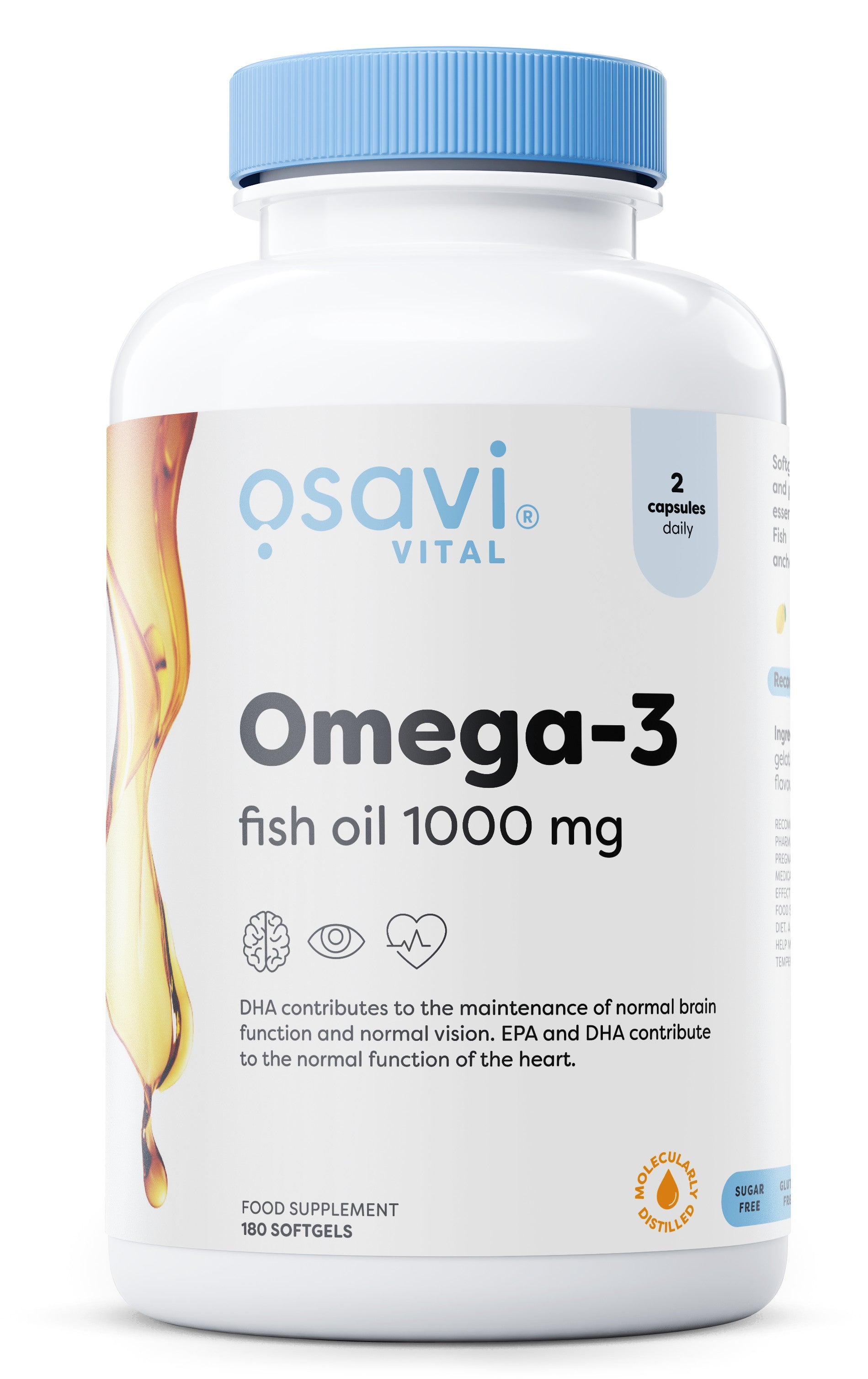 Osavi Omega-3 Fish Oil Molecularly Distilled, 1000mg (Lemon) - 180