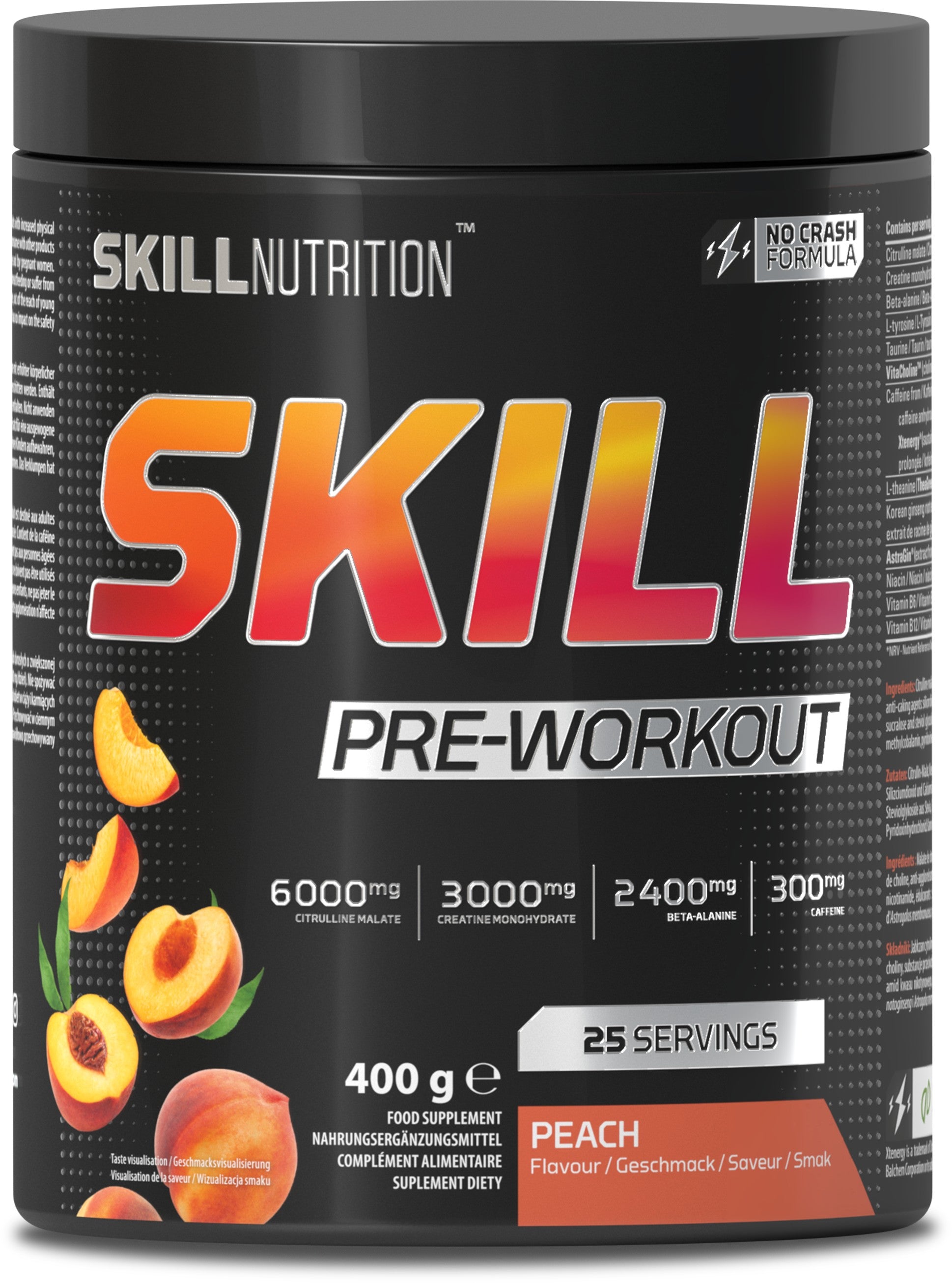 Skill Nutrition Skill Pre-Workout, Peach - 400-412g