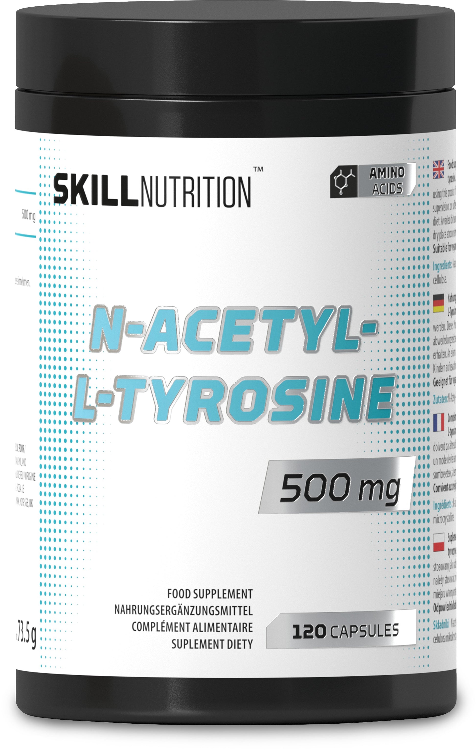 Skill Nutrition N-Acetyl-L-Tyrosine, 500mg - 120 vegan caps