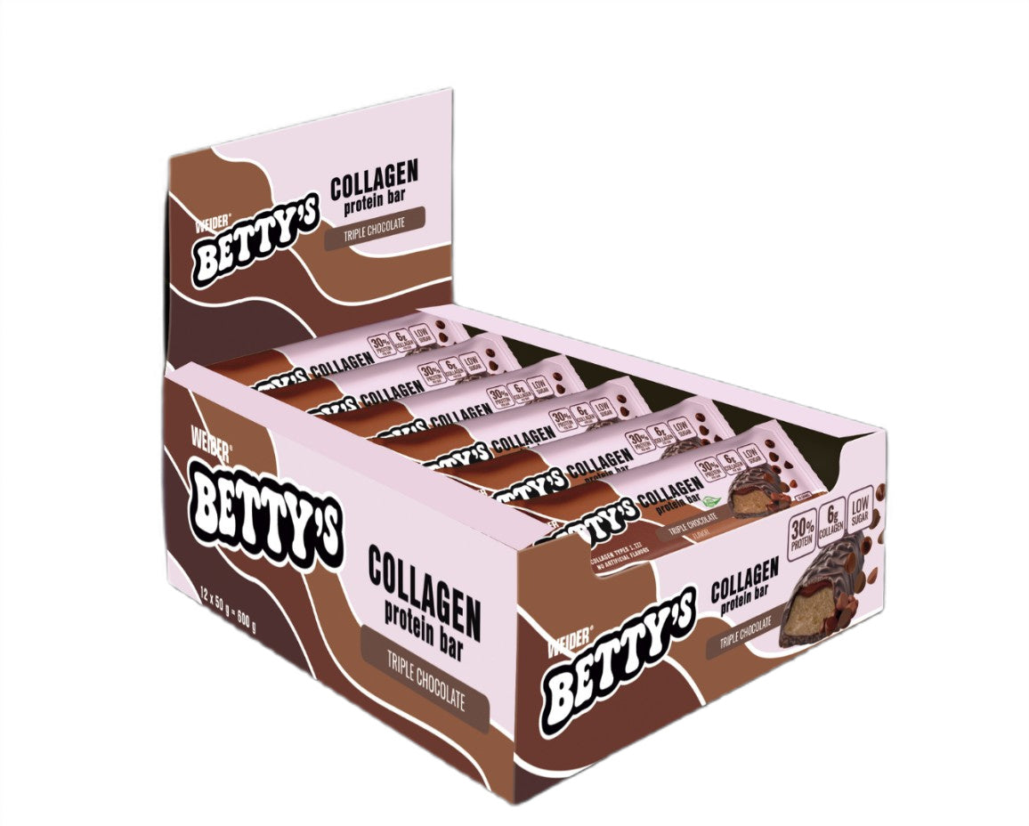 Weider Betty's Collagen Protein Bar, Triple Chocolate - 12 x 50g