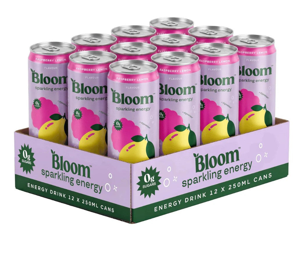 Bloom Sparkling Energy, Raspberry Lemon - 12 x 250ml.