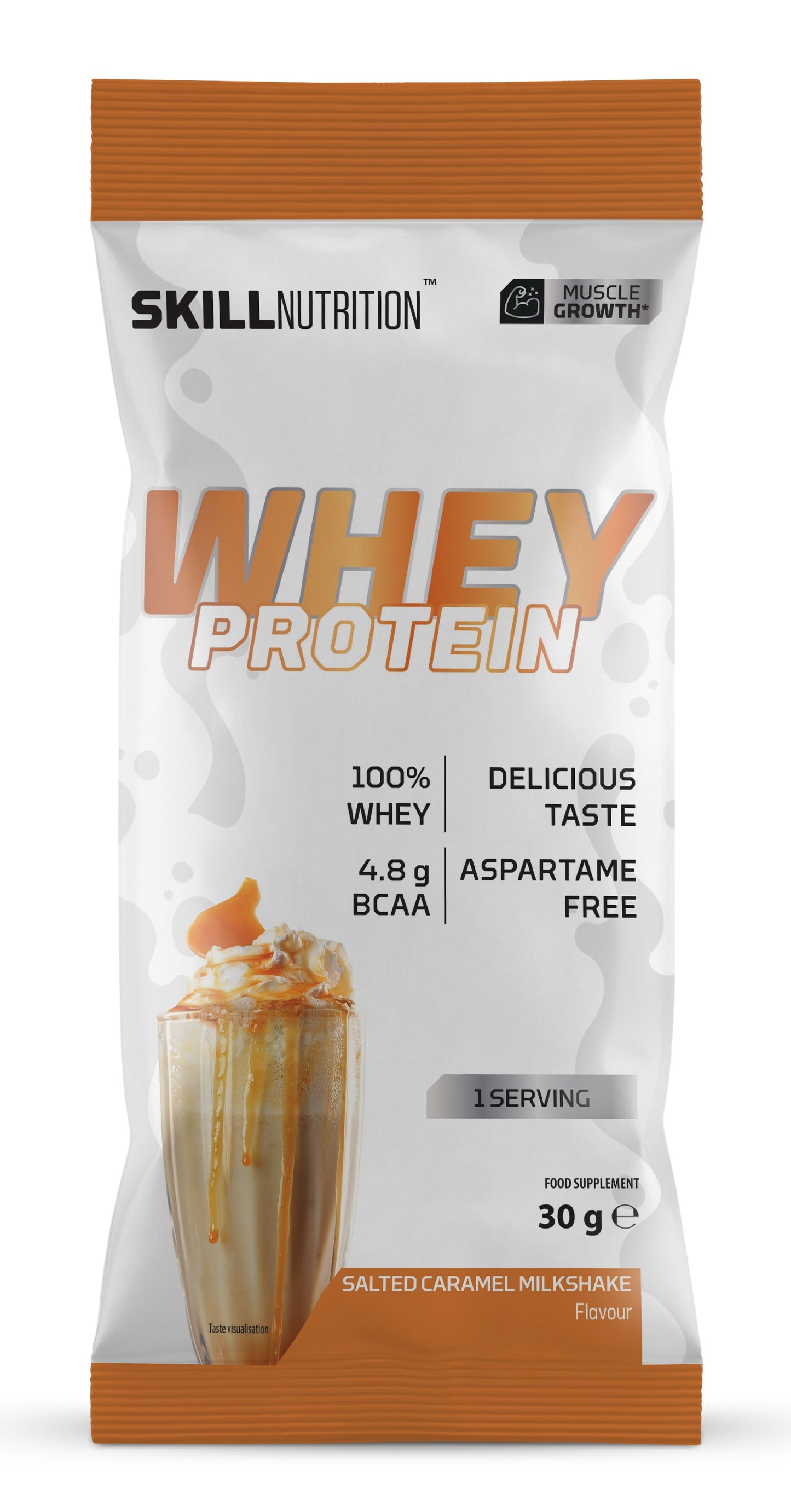 Skill Nutrition Whey Protein Powder, Salted Caramel Milkshake - 30