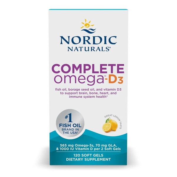 Nordic Naturals Complete Omega-D3, 565mg Lemon - 120 softgels