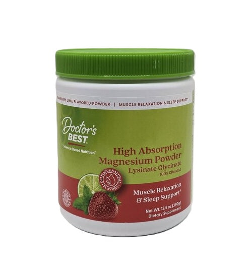 Doctor's Best High Absorption Magnesium Powder, Strawberry Lime