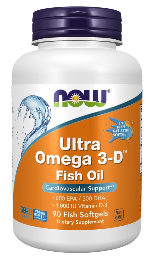 NOW Foods Ultra Omega 3-D (In Fish Gelatin Softgels) - 90 softgels