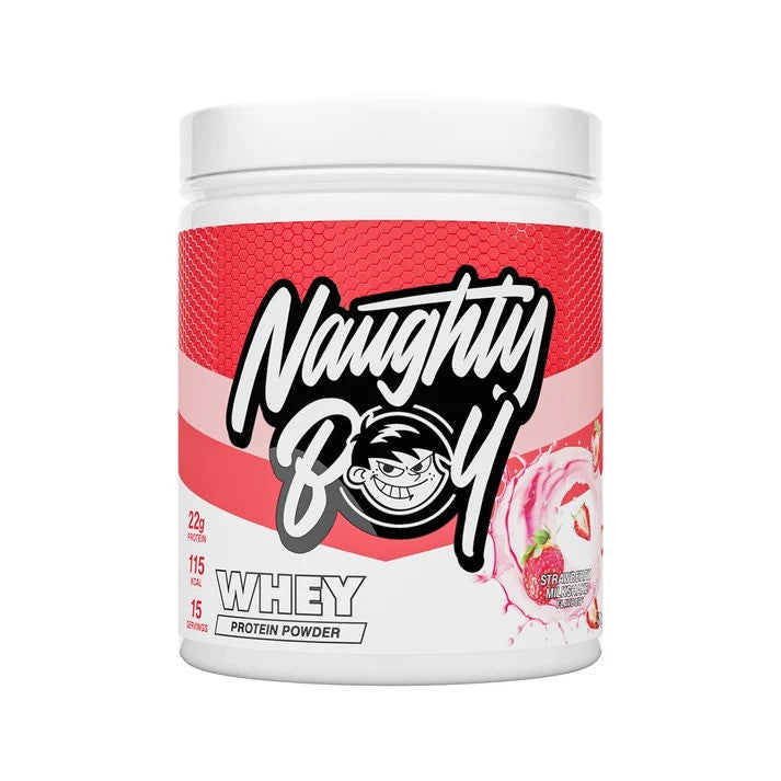 Naughty Boy Whey Protein, Strawberry Milkshake - 450 grams