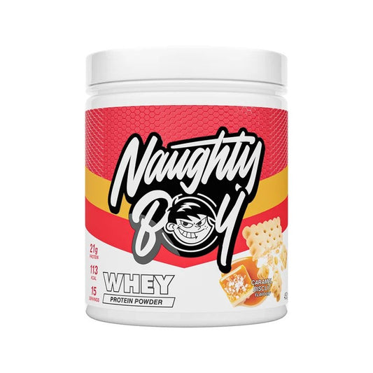 Naughty Boy Whey Protein, Caramel Biscuit - 450 grams