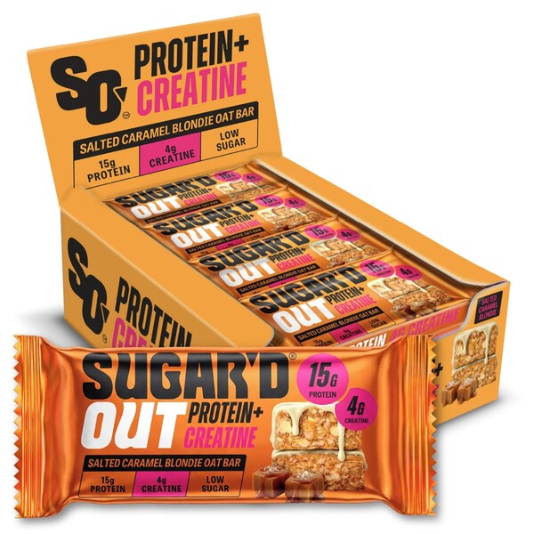 Sugar'd Out Protein + Creatine Bar, Salted Caramel Blondie - 12 x