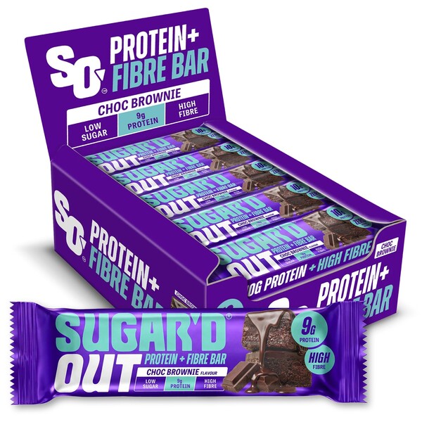 Sugar'd Out Protein + Fibre Bar, Choc Brownie - 15 x 62g