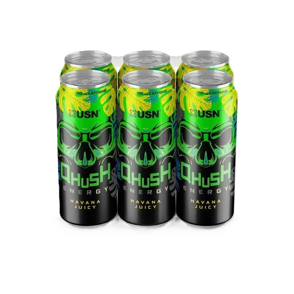 USN Qhush Energy Drink, Havana Juicy - 6 x 500 ml.