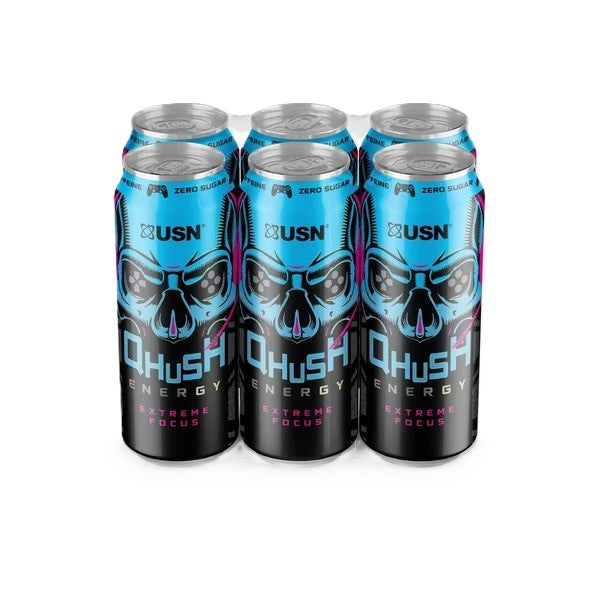 USN Qhush Energy Drink, Gaming - 6 x 500 ml.