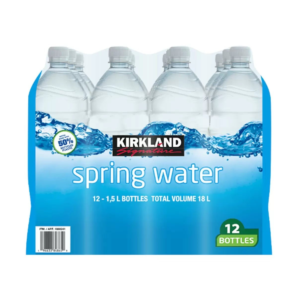 Kirkland Signature Natural Spring Water 12 x 1.5L case