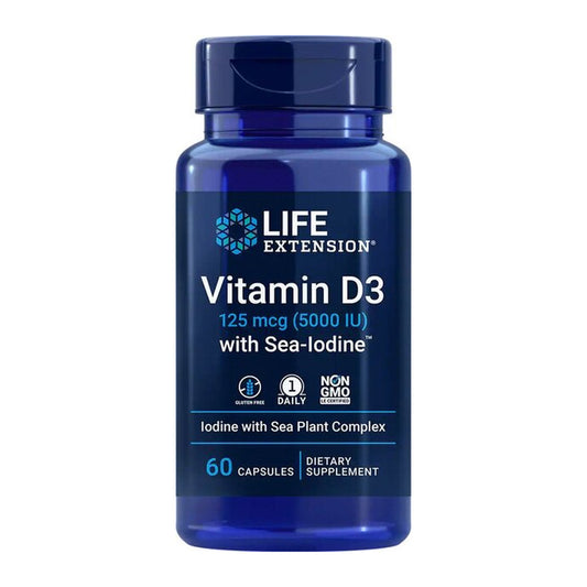 Life Extension Vitamin D3 with Sea-Iodine, 5000IU - 60 caps