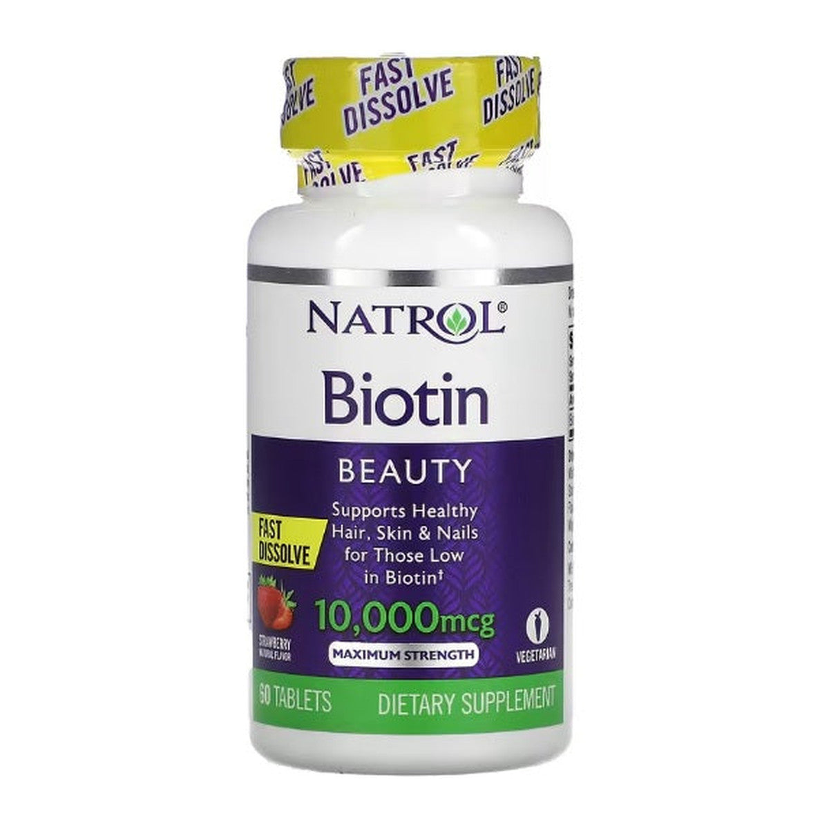 Natrol Biotin Fast Dissolve, 10000mcg (Strawberry) - 60 tabs