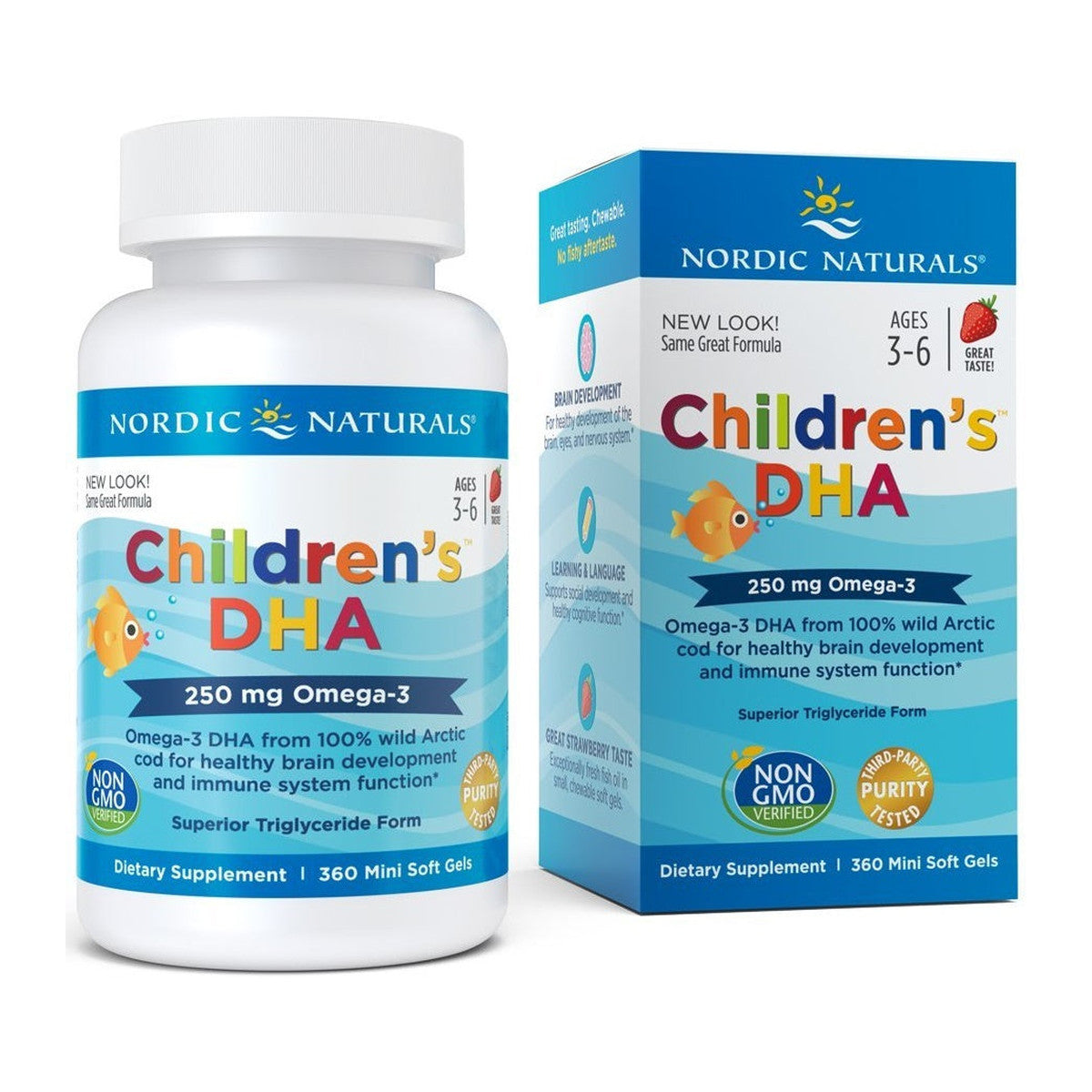 Nordic Naturals Children's DHA, 250mg Omega-3 Strawberry - 360 min