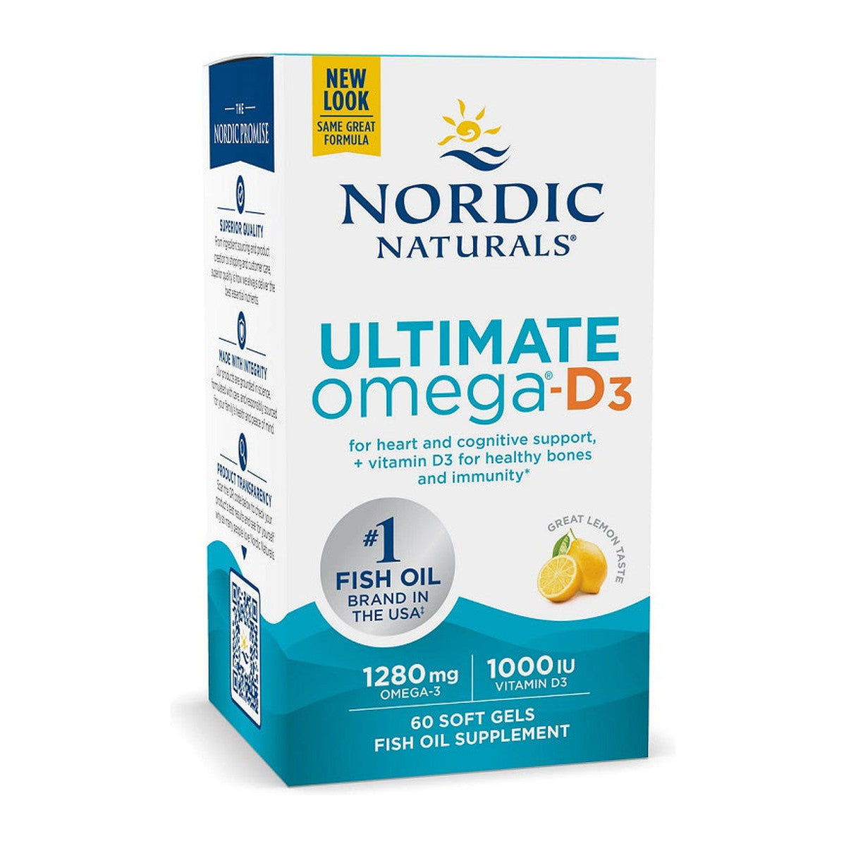 Nordic Naturals Ultimate Omega-D3 Fish Oil, 1280mg Lemon - 60 soft