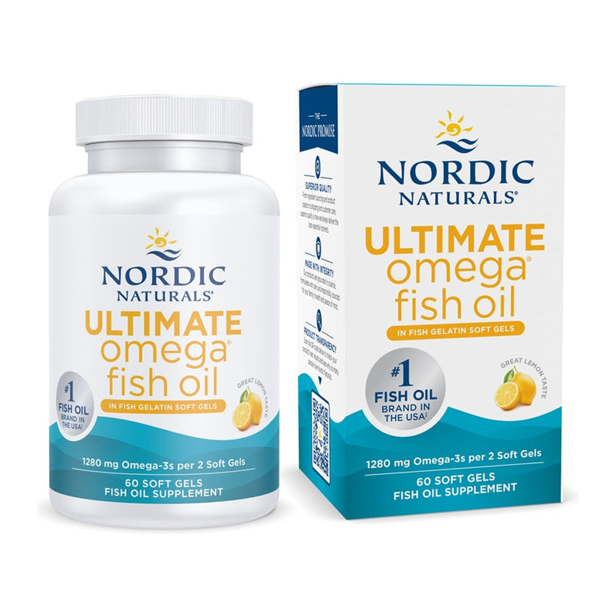 Nordic Naturals Ultimate Omega in Fish Gelatin, 1280mg Lemon - 60