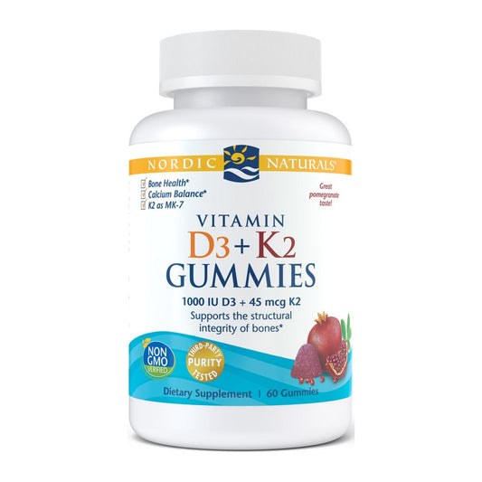 Nordic Naturals Vitamin D3+K2 Gummies, Pomegranate - 60 gummies