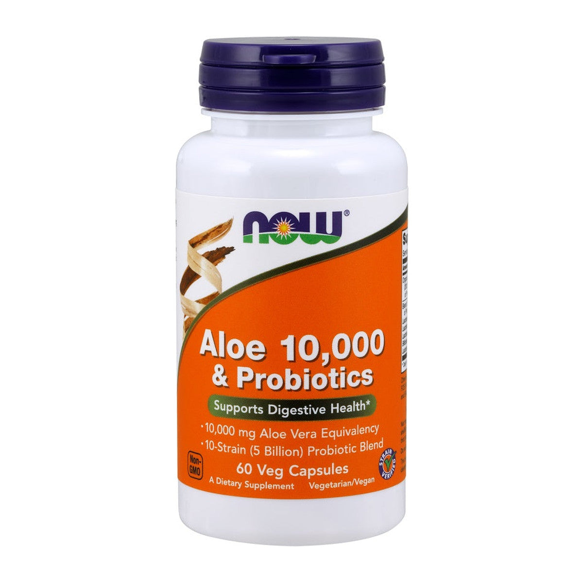 NOW Foods Aloe 10,000 & Probiotics - 60 vcaps
