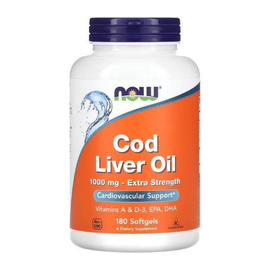 NOW Foods Cod Liver Oil, 1000mg Extra Strength - 180 softgels