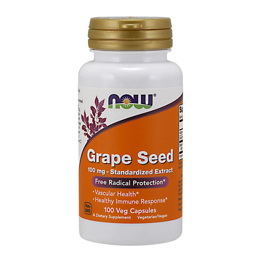 NOW Foods Grape Seed Standardized Extract, 100mg - 100 vcaps