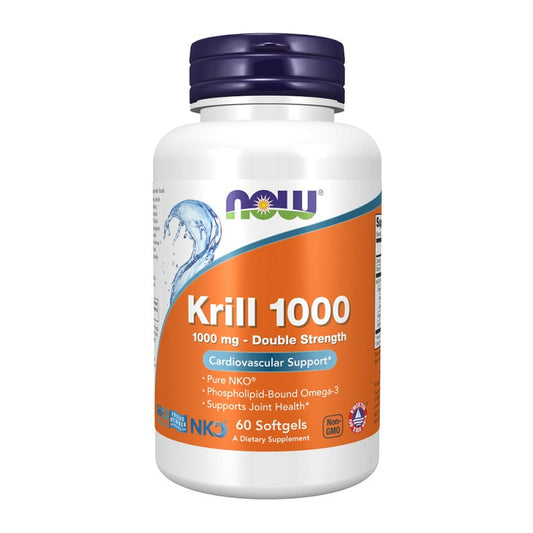 NOW Foods Krill Oil, 1000mg Double Strength - 60 softgels