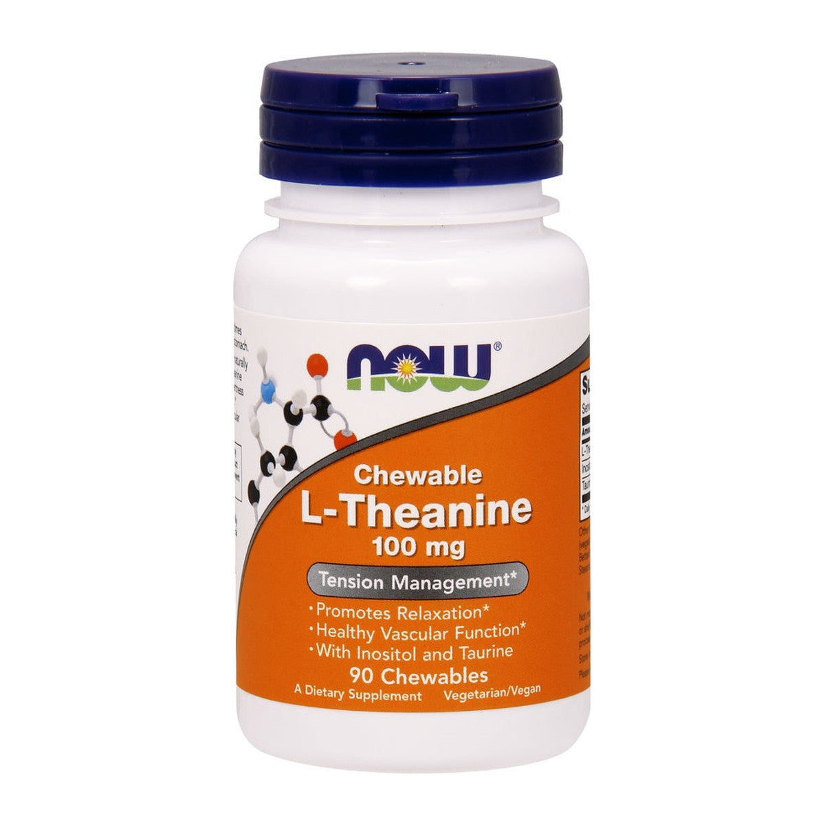 NOW Foods L-Theanine with Inositol and Taurine, 100mg - 90 chewabl