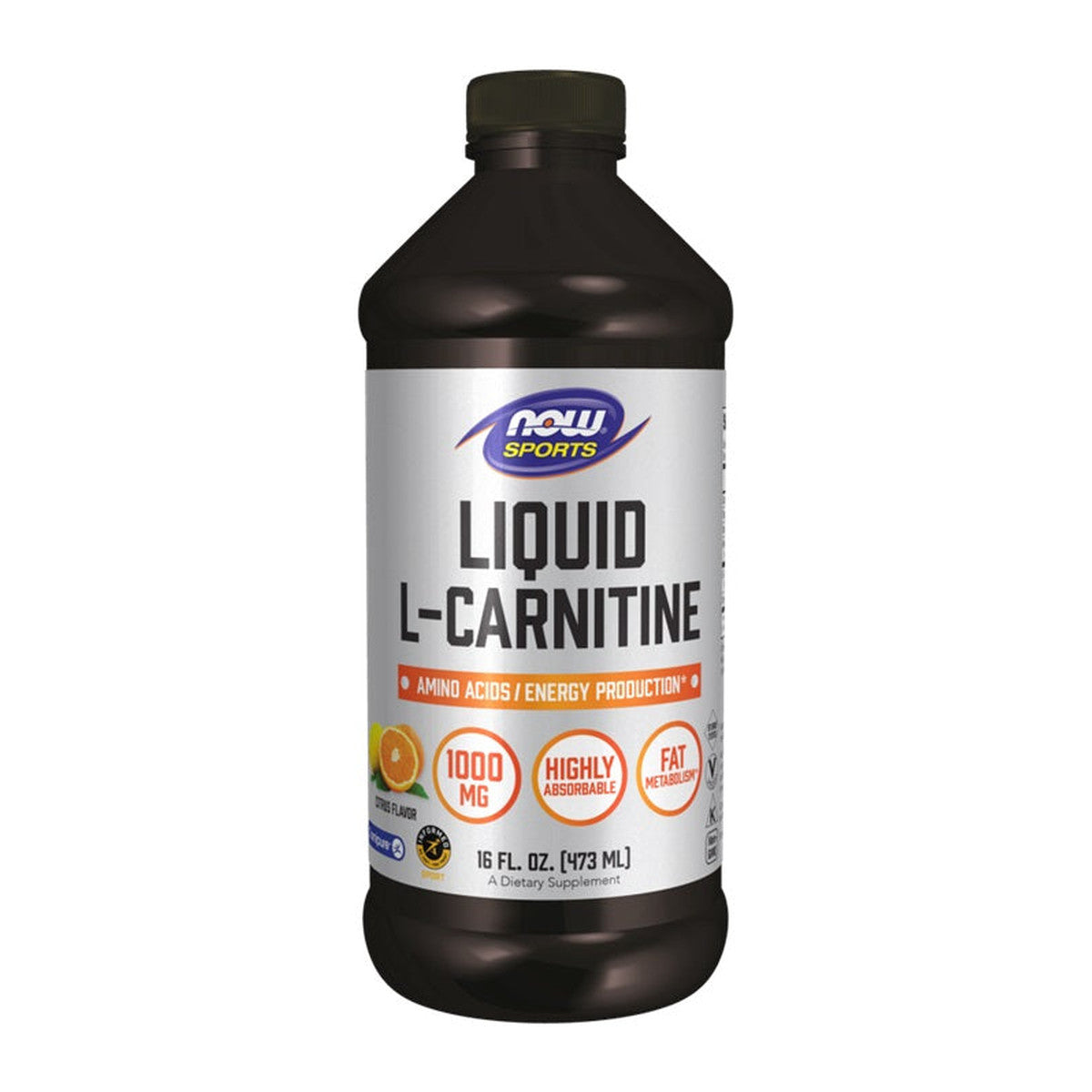 NOW Foods Liquid L-Carnitine, 1000mg Citrus - 473 ml.