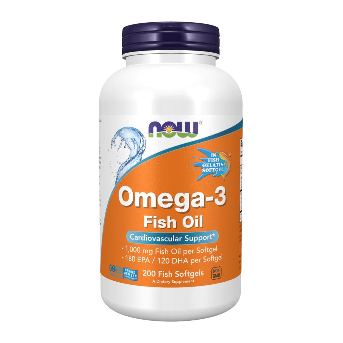 NOW Foods Omega-3 Fish Oil, Molecularly Distilled - 200 fish softg
