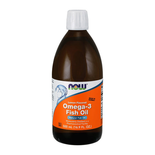 NOW Foods Omega-3 Fish Oil Liquid, Lemon - 500 ml.