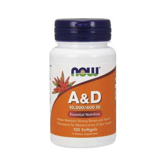 NOW Foods Vitamin A & D, 10000/400 IU - 100 softgels